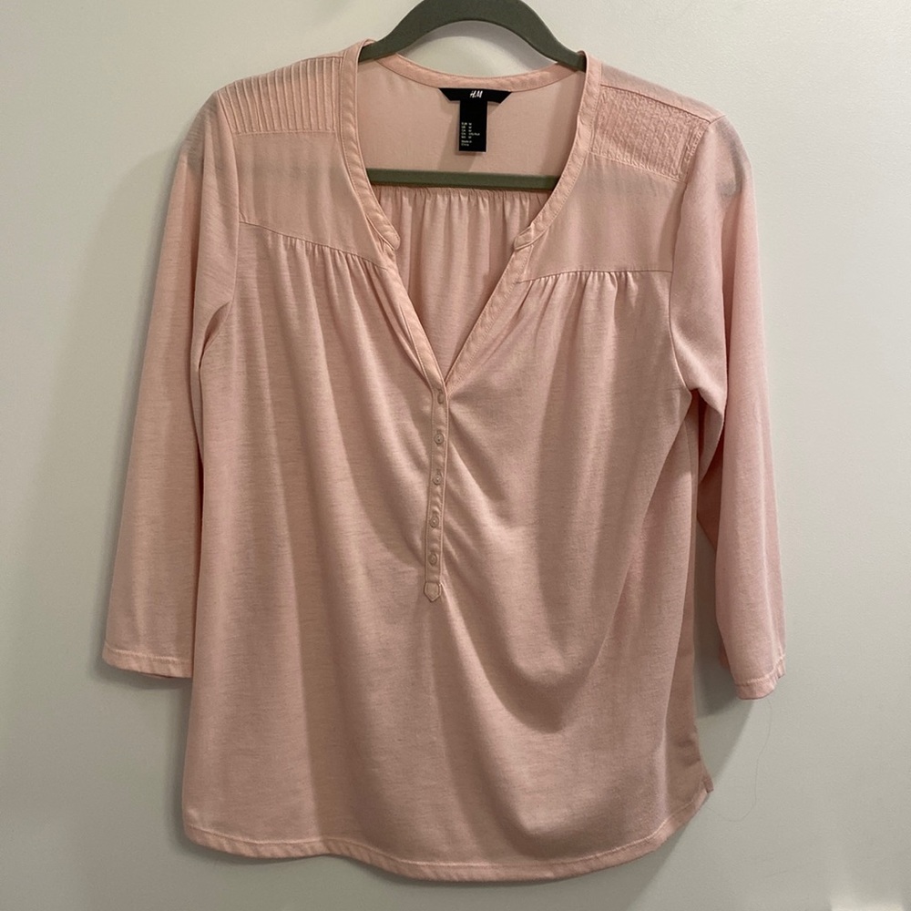 Women V neck blouse - pink